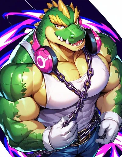 Flipped Chat AI – kalbėkite su Vektas „Muzika“ Krokodilas